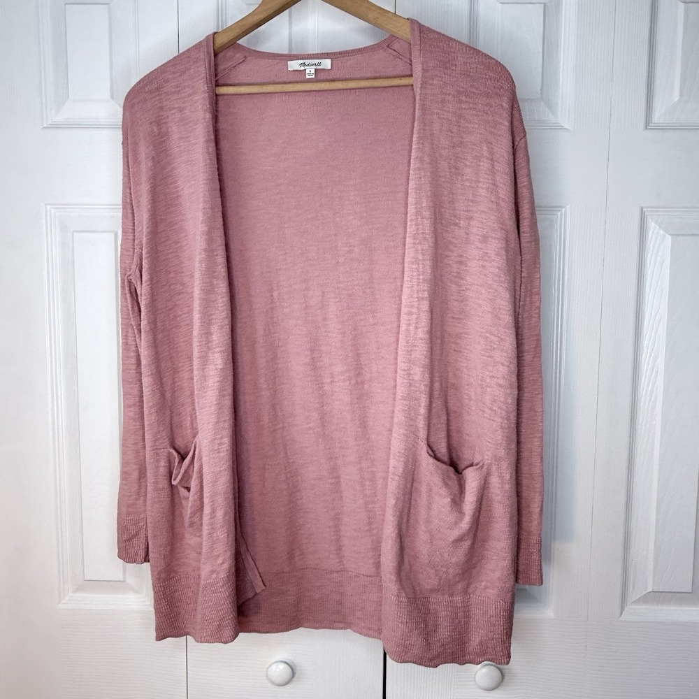 Madewell‎ Thin Light Pink Long Pocket Cardigan Sweater Sz Small